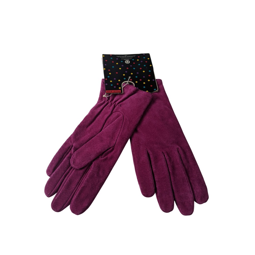 Hanes Her Way Vintage Magenta Purple Pink Suede Leather Thinsulate Gloves Large